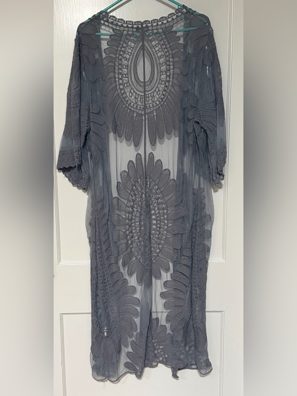 Rebellion Gray Crochet Sheer Women’s Swim Coverup